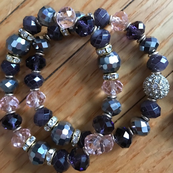 Purple Necklace, Earring, and Bracelet set - Picture 4 of 4