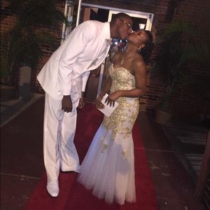 Gold and White Prom dress