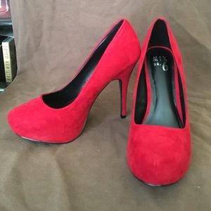 Mix No. 6 Red Faux Suede Heels