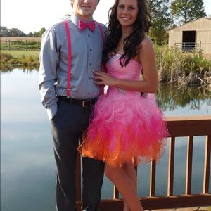 Pink ombré fluffy homecoming dress