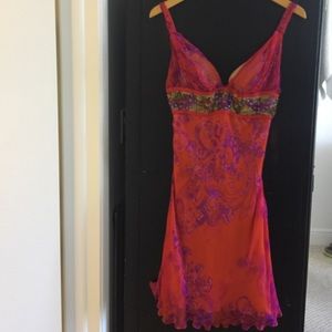 Silk chiffon Cinema dress embroidered