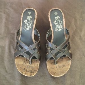 Self Esteem Brown Cork Wedges