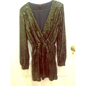 Long sleeve green sequin dress