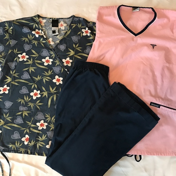 Two scrub tops and scrub pants