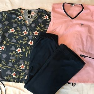 Two scrub tops and scrub pants