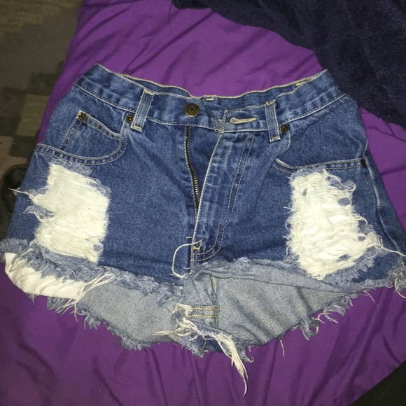 Ripped denim shorts