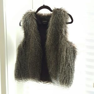 *CLUB MONACO* Faux-Fur Vest - Black/Grey/White Mix