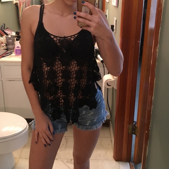 Black lace blouse