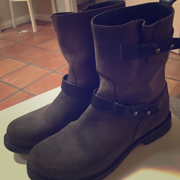Rag and Bone brown suede short motorcycle boots
