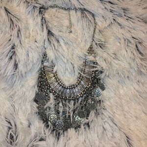Boho fringe coin necklace
