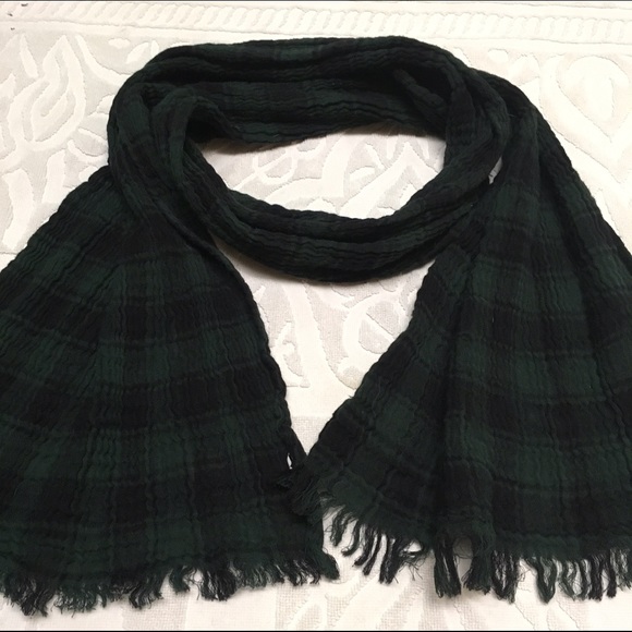 Navy & Green Plaid Scarf