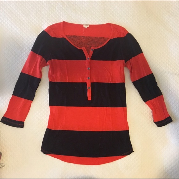 J.Crew Striped Henley Long Sleeve