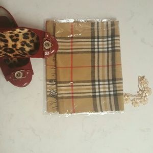 Tan Plaid Burberry-like print Scarf