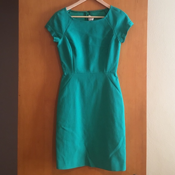 Green J Crew structured dress