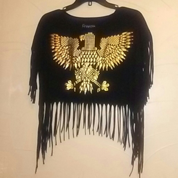 Golden eagle fringe crop top.