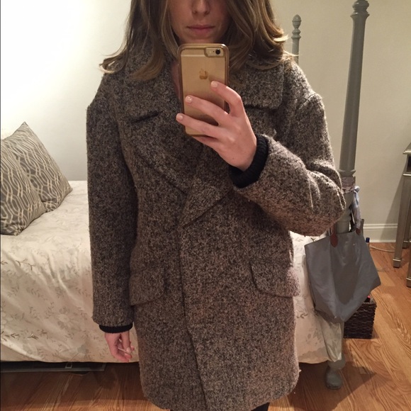 Topshop brown and black tweed coat
