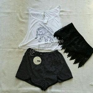 3/$30 LF Black White Polka Dot Lace Shorts Aus 10