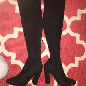 Over the knee black suede boots!