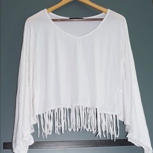 Fun, crop fringe top