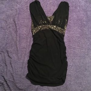 NWOT Black Dress w/ Gold Sequins