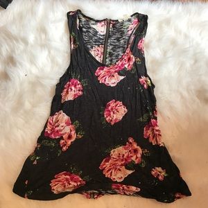 Floral zip up tank top
