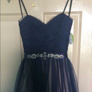 Blue dress sweetheart neckline