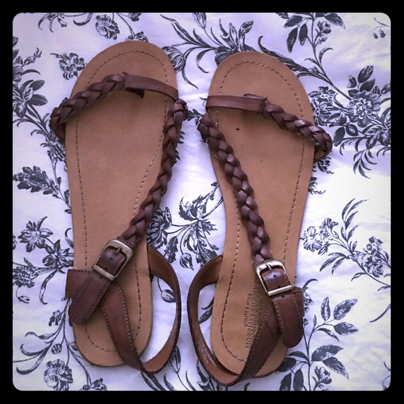 Brown Braided Sandals 9.5