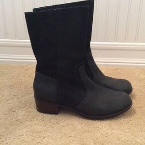 Ugg black distressed leather and suede boots