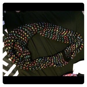 2 infinity scarves. One red. One black.