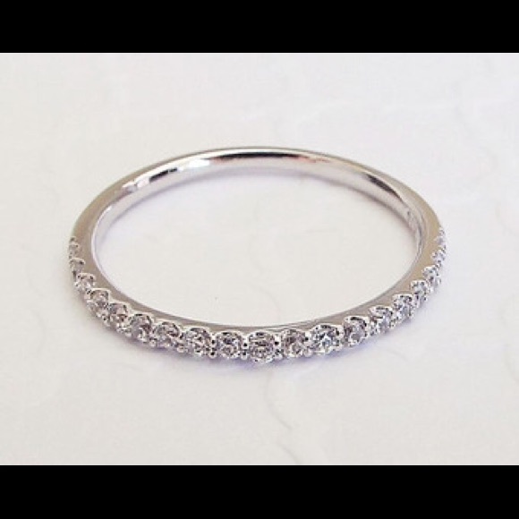 10k White Gold CZ half Eternity band so 6