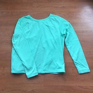 Open back, crew neck sweatshirt