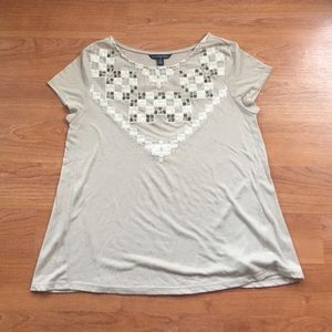 Embroidered, short sleeve shirt