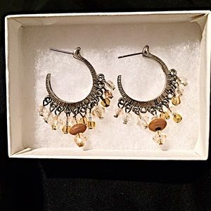 Silver earrings with gold toned beads Silver earrings with gold toned beads