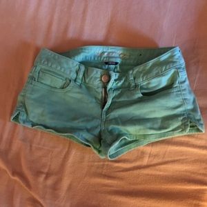 Teal jean shorts