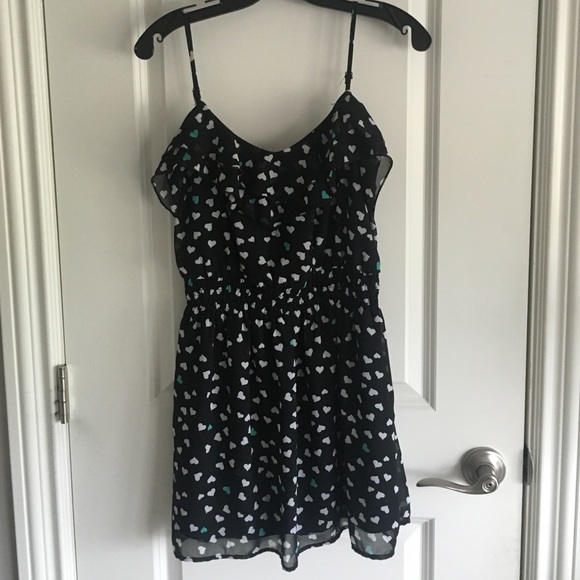 Casual heart print overlay dress