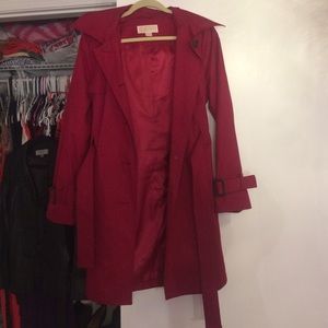 Cranberry red Michael Kors trench coat