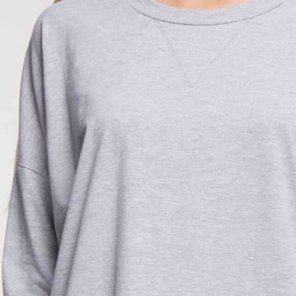 Solid heather grey cotton spandex tunic top - Picture 3 of 3