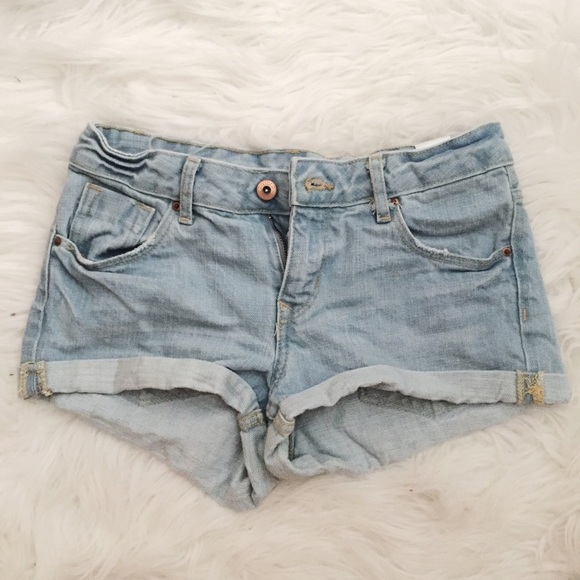 Light Wash Cuffed Denim Shorts