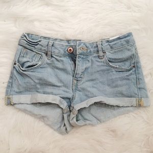 Light Wash Cuffed Denim Shorts