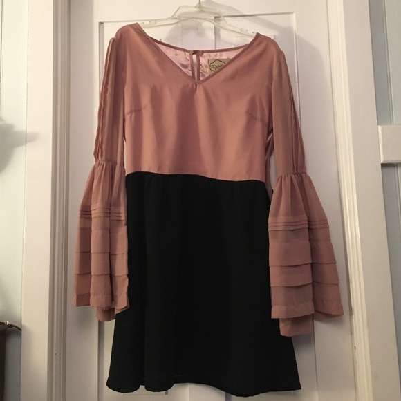 Women's peach and black dress