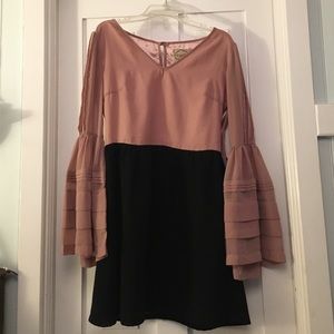 Women's peach and black dress