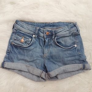 Cuffed Denim Shorts