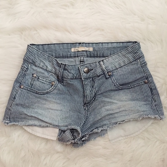 Pinstriped Denim Shorts