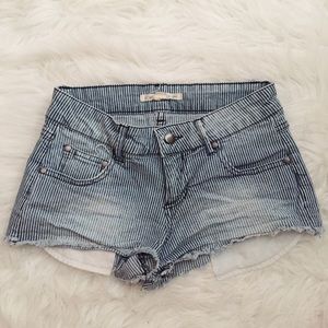 Pinstriped Denim Shorts