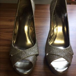 Alfani Sparkly Gold Pumps