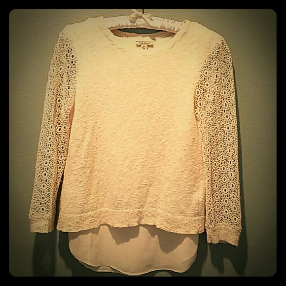 Lucky Cream lace layered sweater. Size XS