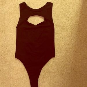 BEBE V-Neck, Cut out black Bodysuit