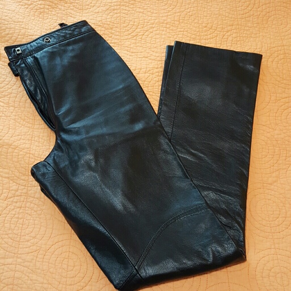 Black high waist 100% leather pants