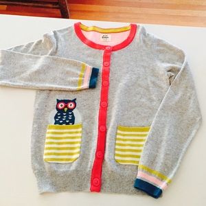 Mini Boden Owl Cardigan size 9-10