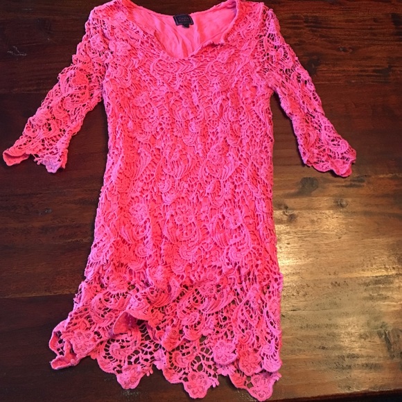 Pink Lace Womens Boutique Tunic